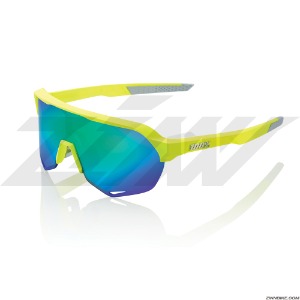 100% S2 Long Cycling Goggles (Matte Fluorescent Yellow/Green Multilayer Mirror Lens) 61003-004-45