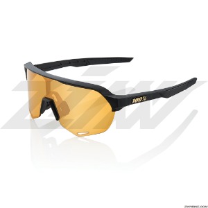 100% S2 Long Cycling Goggles (Matte Black/Soft Gold Lens) 61003-019-69