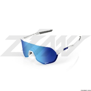 100% S2 Long Cycling Goggles (Matte White/HiPER Blue Multilayer Mirror Lens)