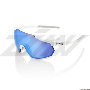 100% RACETRAP Cycling Goggles (Matte White/HiPER Blue Multilayer Mirror Lens) 61037-000-75